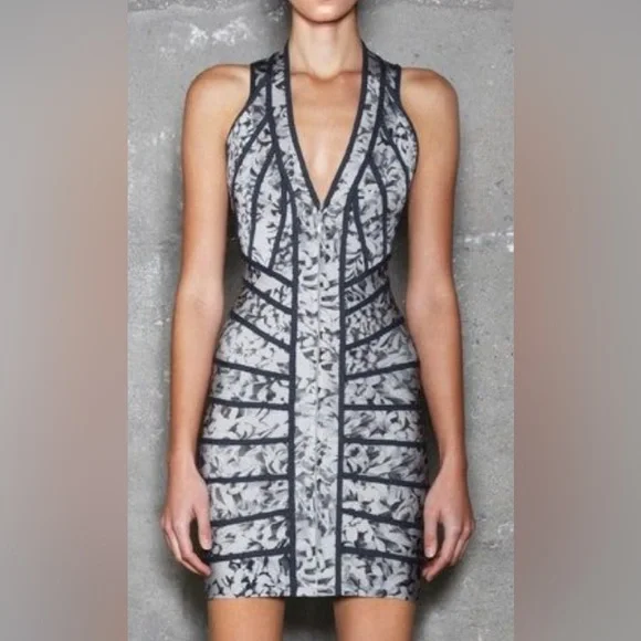 Herve Leger Zara Floral Bandage dress 👗 size Medium ❤️ HL - Picture 4 of 14